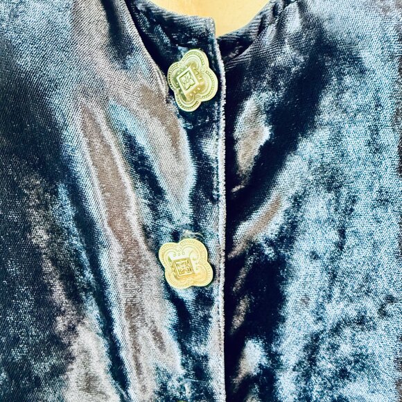 Vintage Saddle RIdge Blue Velvet Studded Western Long Blouse - Picture 4 of 6